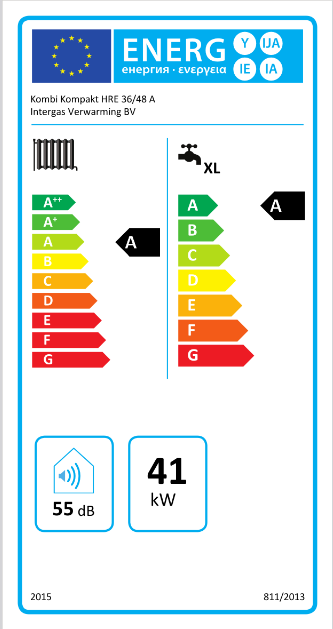 Intergas Kombi Kompakt HRE 36/48 7,7 - 40,9 kW CW5 2x80mm 043337