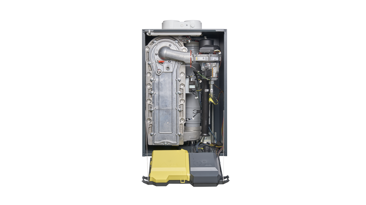 Binnenkant CV-ketel Remeha Quinta 45 HR Soloketel
met excentrische rookgasaansluiting 2 x 80 mm 8,0 - 40,8 kW 7843853 kopen? | CVketel.nl 