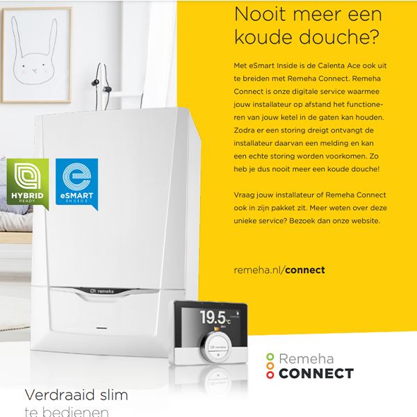 Remeha Calenta Ace 40L CW6 7649965  Remeha Connect ✔24 liter/min bij 40°C ✔11 liter/min bij 60°  ✔35,9kW vermogen ✔Gratis verzending NL vanaf €150,- | CVketel.nl